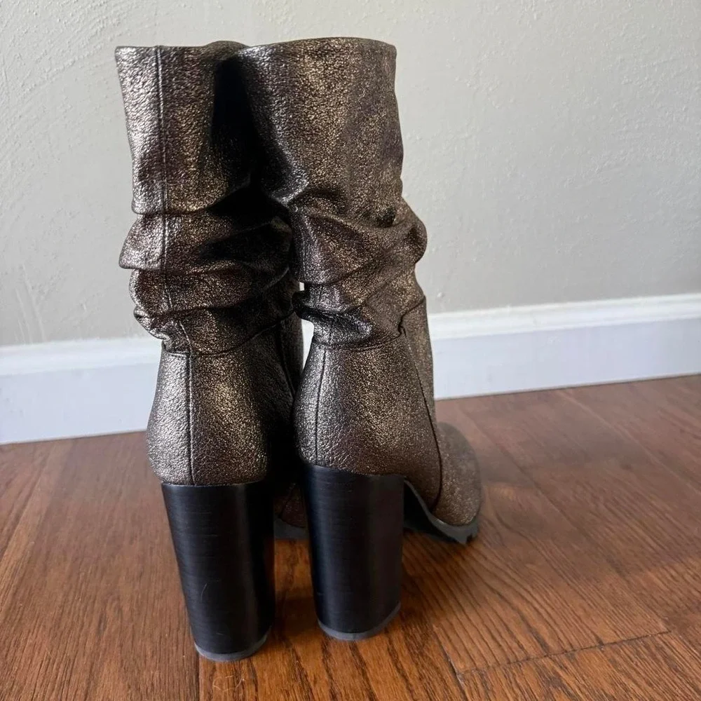 Katy Perry The Raina Slouchy Metallic Gunmetal Boots Size 9